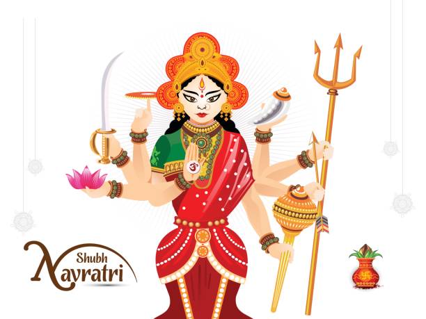 Hindu Festival Navratri Stock Illustration - Download Image Now - Durga,  Kalasha Pot, Abstract - iStock