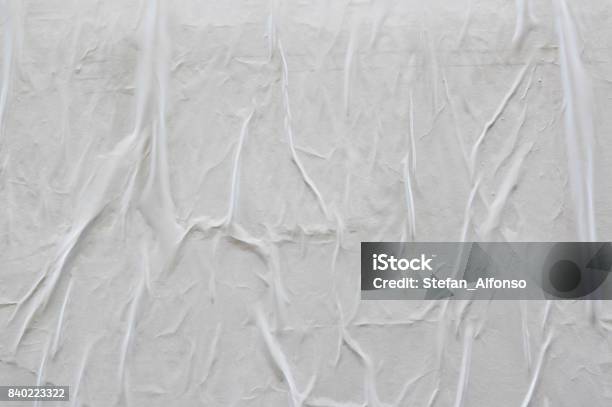 Blank Poster Texture Creased Wrinkled Texture Stock Photo - Download Image Now - Crumpled, Poster, Backgrounds