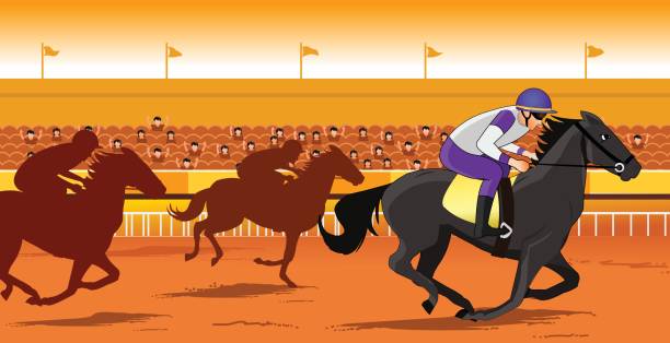 Horse race course vector art illustration