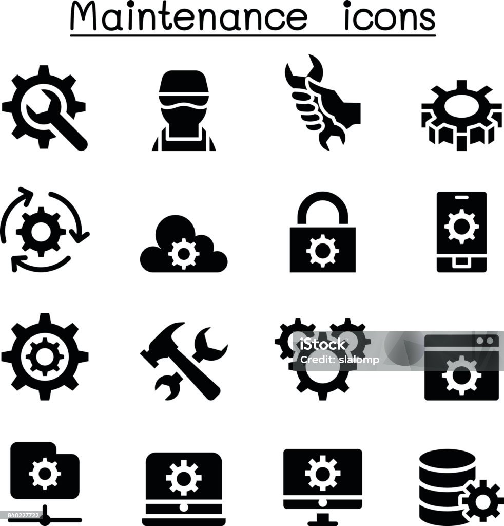 Maintenance & Repair icons Industry stock vector