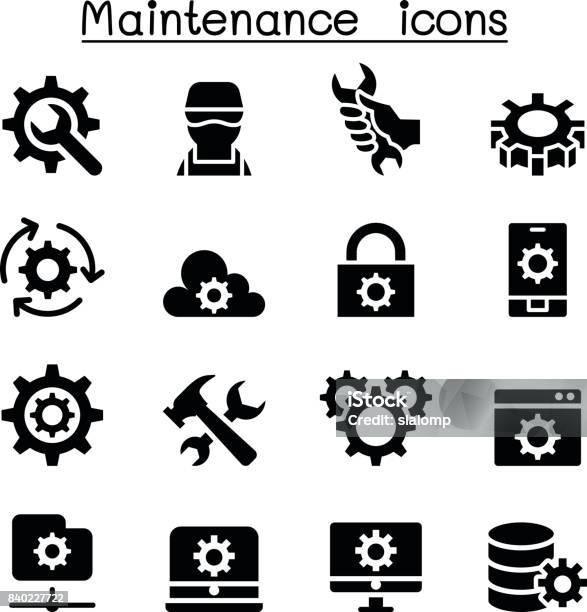 Maintenance Repair Icons Stock Illustration - Download Image Now - Industry, Logo, Engineer