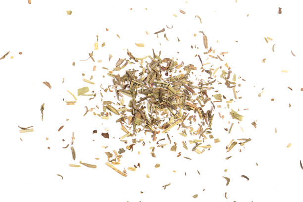 istock Provencal herbs isolated on white background. Top view 840230796