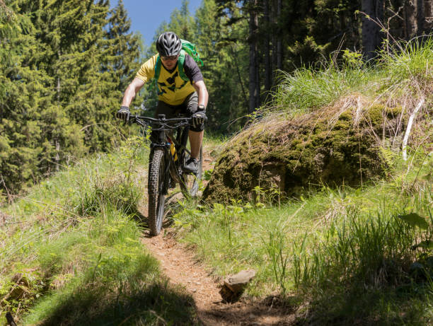 istock Mountainbiking on narrow single trail, Auistria. 840237830