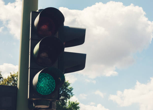 istock traffic light at berlin with green color 840247728