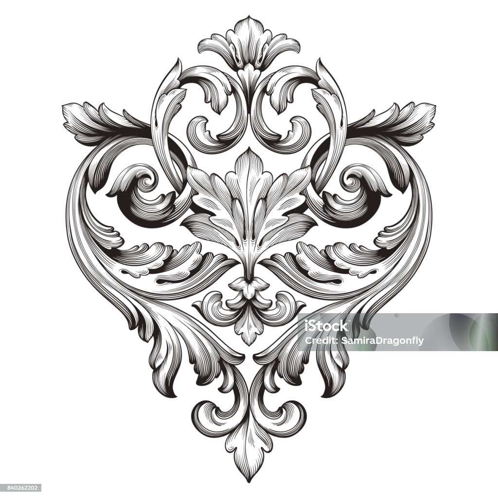 Vector baroque of vintage elements for design. Baroque vector of vintage elements for design. Decorative design element filigree calligraphy vector. You can use for wedding decoration of greeting card and laser cutting. Art stock vector