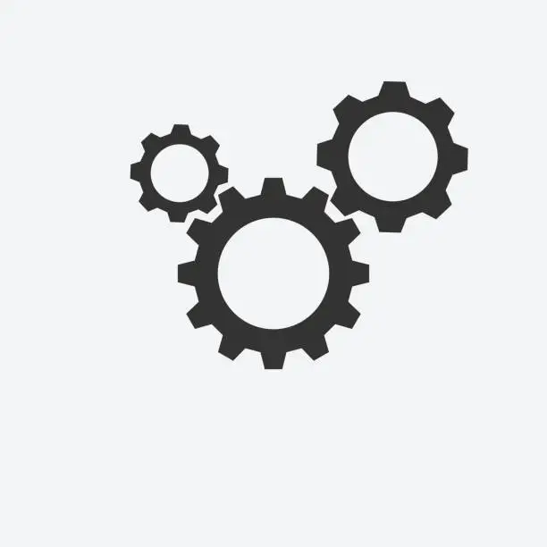 Vector illustration of Three gear sign icon on background