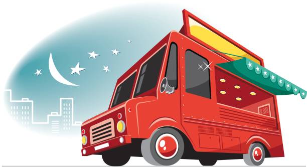 Cool food truck vector art illustration