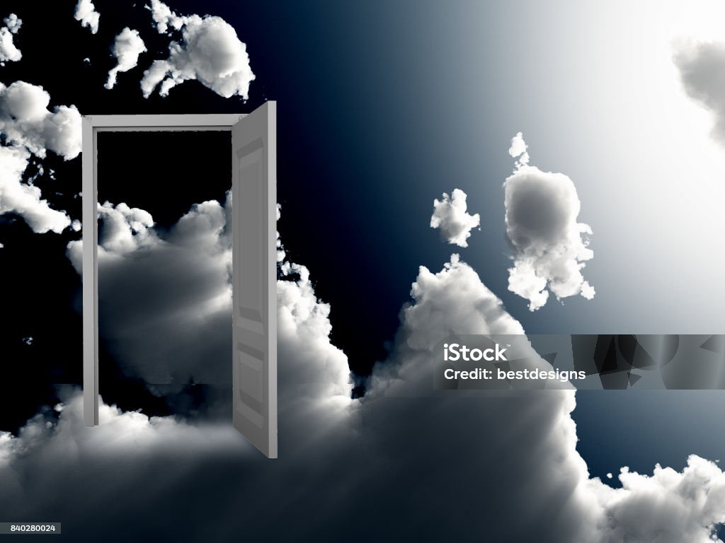 Enter Doorway Sky Achievement Stock Photo