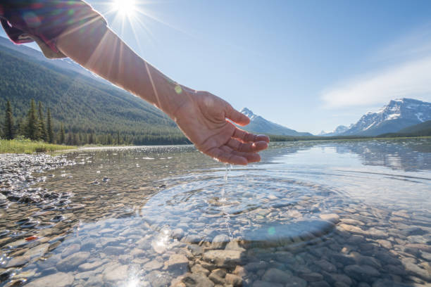 istock Human hand cupped to catch fresh water from mountain lake 840285932