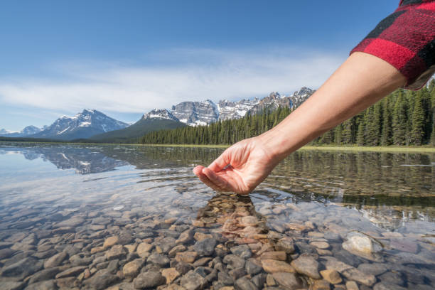 istock Human hand cupped to catch fresh water from mountain lake 840285934
