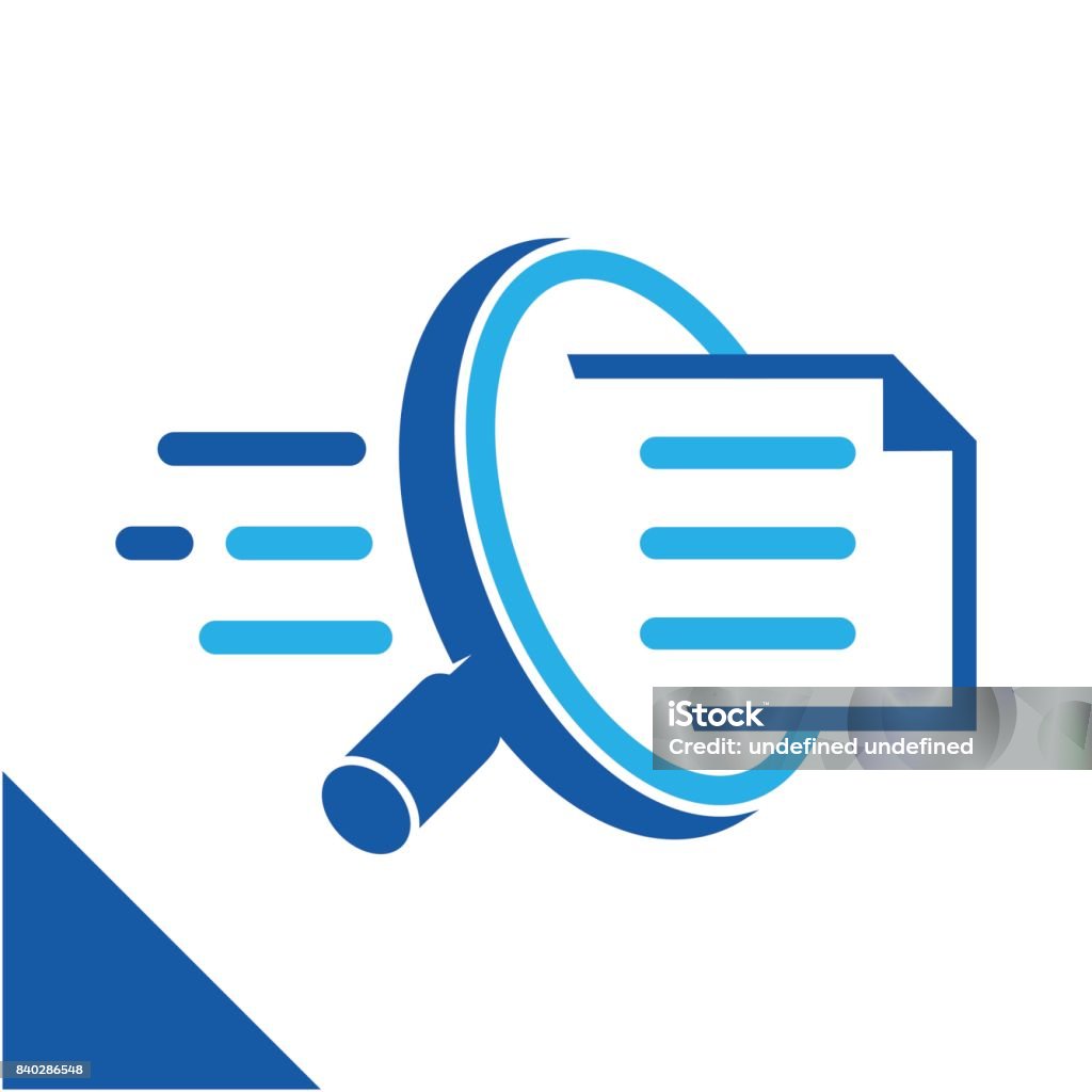 Icon conceptual illustration to search for documents quickly, related to the business of digital document management services. Logo stock vector