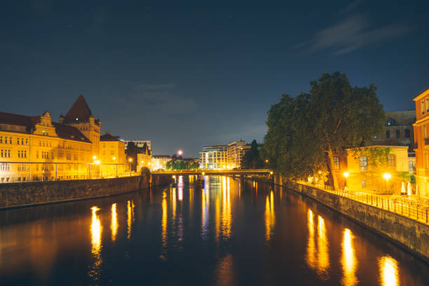 istock spree river at night with overview to friedrichstrasse at berlin 840289526