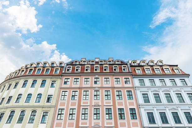 Colorfull baroque buildings around Neumarkt square in Dresden.
