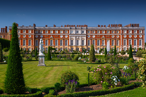 LONDON, May 2017 - Telephoto shot of the Hampton Court Palace, Richmond, London, England, UK