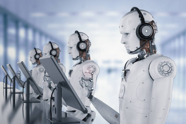 istock robot working with headset and monitor 840333528