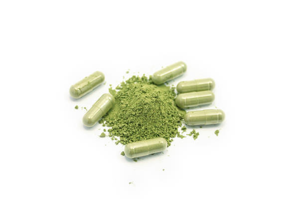 istock Close up andrographis paniculata herbal antipyretic capsules isolated on white 840340320