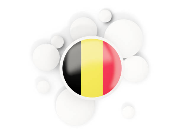 Round flag of belgium with circles pattern isolated on white. 3D illustration