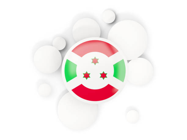 Flag of burundi, rectangular icon with white border. 3D illustration