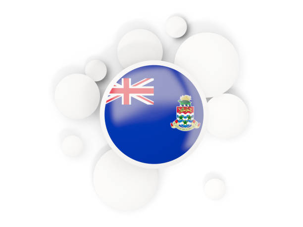 Round flag of cayman islands with circles pattern isolated on white. 3D illustration