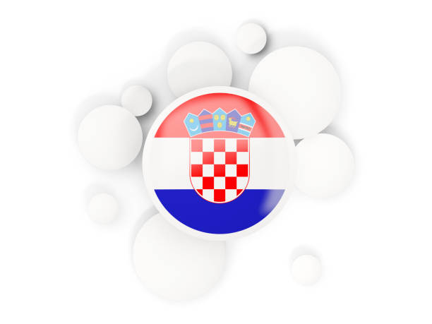 Round flag of croatia with circles pattern isolated on white. 3D illustration