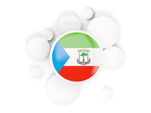 Round flag of equatorial guinea with circles pattern isolated on white. 3D illustration
