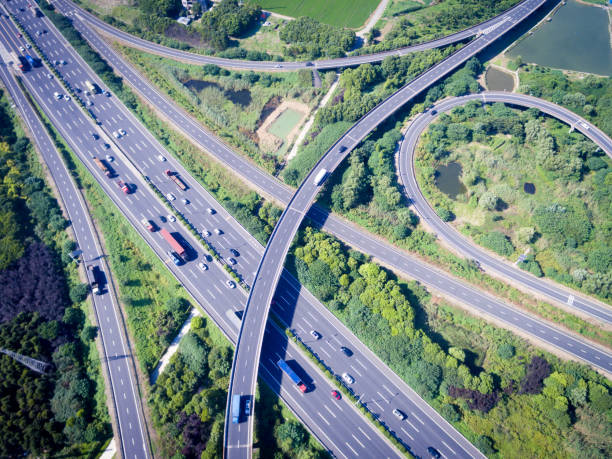 istock Aerial view of freeway viaduct 840359160