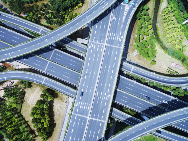 istock Aerial view of freeway viaduct 840361380