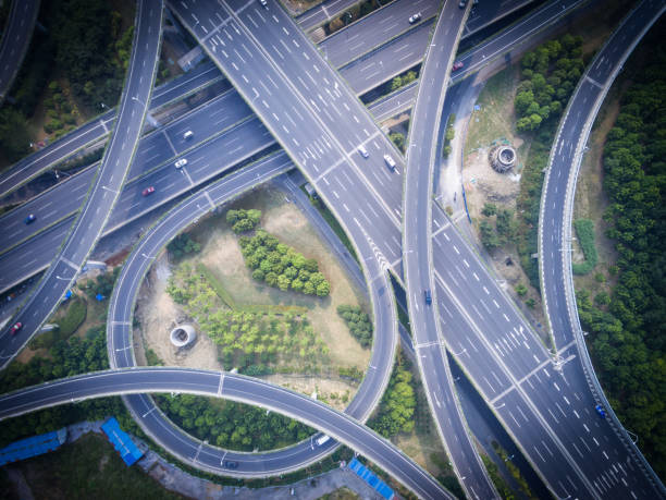 istock Aerial view of freeway viaduct 840361392