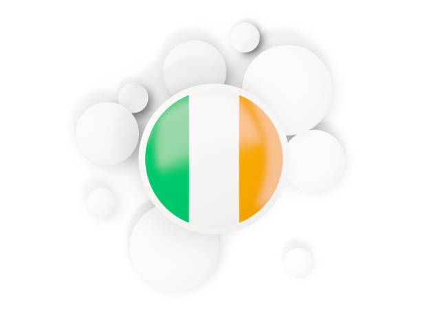 Round flag of ireland with circles pattern isolated on white. 3D illustration
