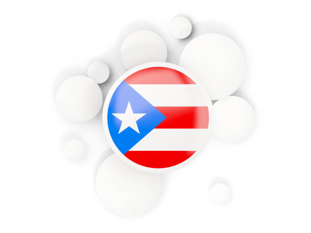 Round flag of puerto rico with circles pattern isolated on white. 3D illustration