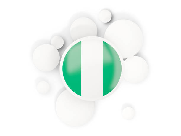 Round flag of nigeria with circles pattern isolated on white. 3D illustration