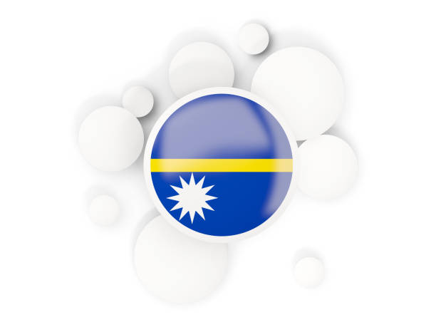 Round flag of nauru with circles pattern isolated on white. 3D illustration