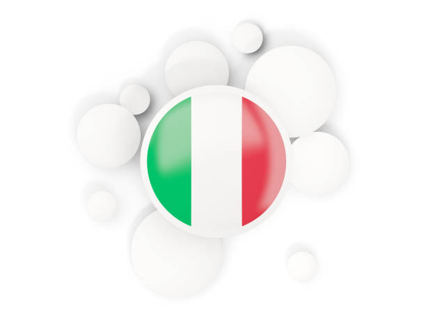 Round flag of italy with circles pattern isolated on white. 3D illustration