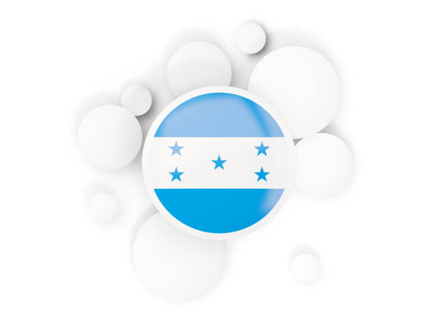 Round flag of honduras with circles pattern isolated on white. 3D illustration