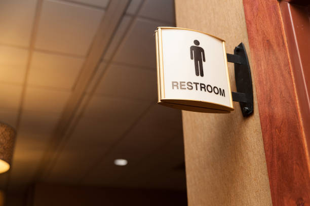 istock Public men restroom sign close up image 840376150