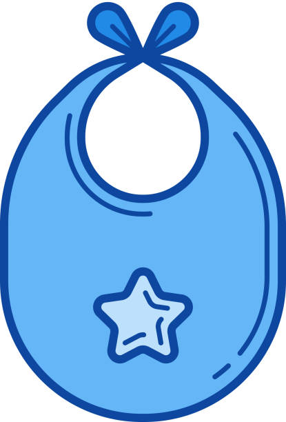 Baby bib line icon Baby bib vector line icon isolated on white background. Baby bib line icon for infographic, website or app. Blue icon designed on a grid system. baby bib stock illustrations