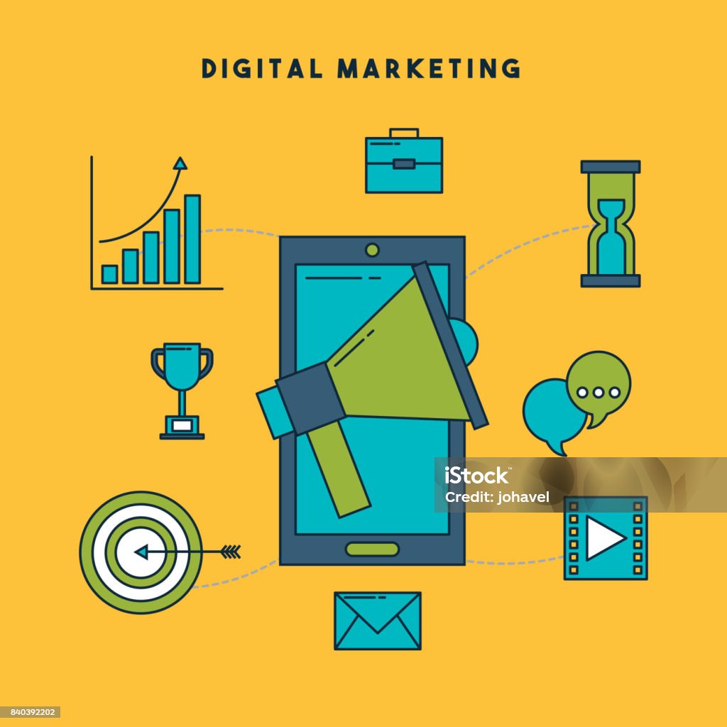 Digital Marketing Cartoon Stock Illustration - Download Image Now - Adult,  Business, Business Finance and Industry - iStock