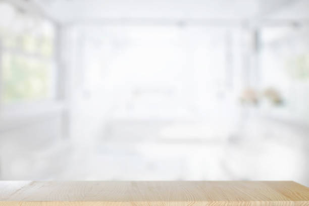 istock Empty  top wood table  with blurred bath room interior Background. For product display montage. 840392592