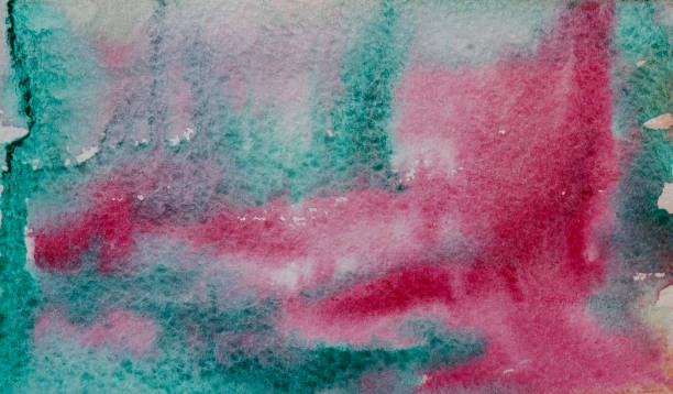 istock Turquoise red watercolor abstraction 840401038