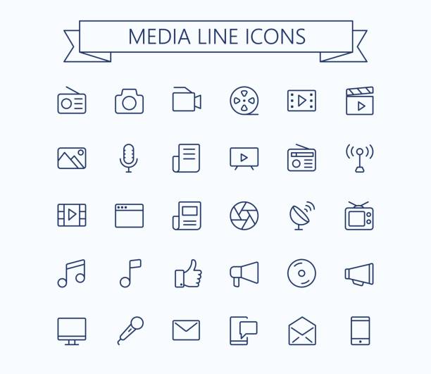 Multimedia vector icons set. Thin line outline 24x24 Grid. Pixel Perfect.Editable stroke. Multimedia vector icons set. Thin line outline 24x24 Grid. Pixel Perfect.Editable stroke. eps 10 multimedia stock illustrations
