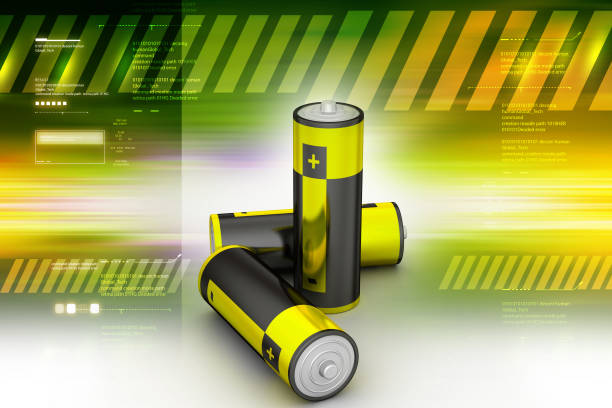 istock Batteries in color background 840412020