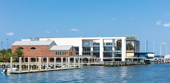 A view of Fort Sunter Ferry Dock and Aquarium in Charleston, South Carolina, USA