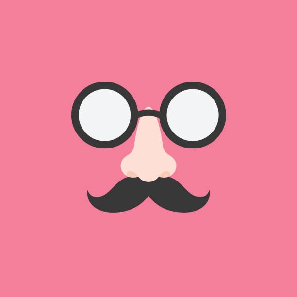 disguise glasses, nose and mustache for party, flat design icon disguise glasses, nose and mustache for party, flat design icon mask disguise stock illustrations