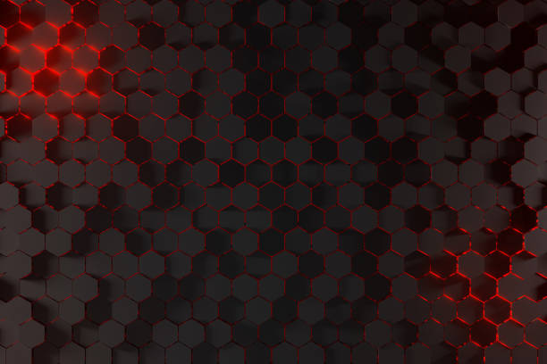 istock 3D Rendering Of An Abstract Hexagons Background With Red Light 840428374