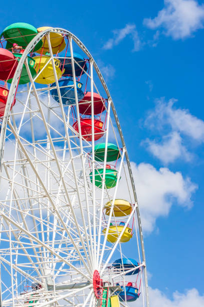 istock colorful ferris wheell against blue sky 840431000