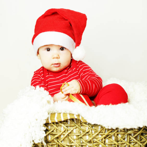 istock Baby in Santa hat, New Year concept 840432430