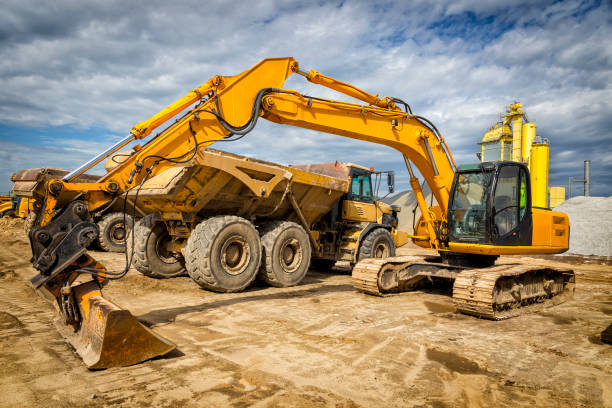 istock Road construction machinery on the construction of highway 840436480