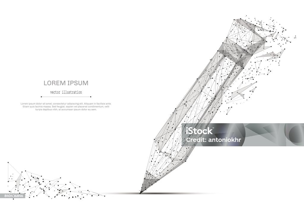 pancil low poly gray Back to School. Abstract mash line and point pancil on background with an inscription. Starry sky or space, consisting of stars and the universe. Vector education illustration. Education stock vector