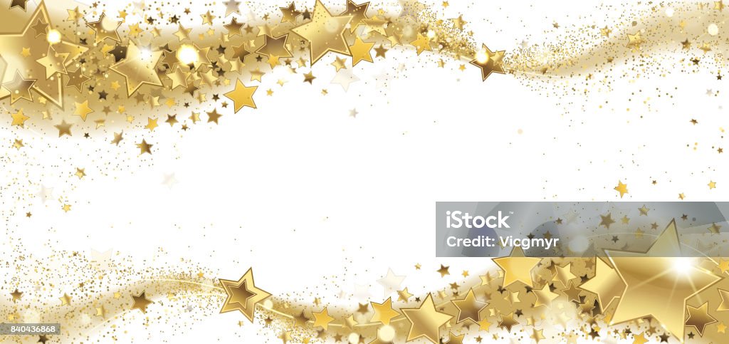 Frame of Golden Sparkling Stars frame of golden sparkling stars on a white background Star Shape stock vector