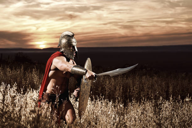 istock Fearless young Spartan warrior posing in the field 840439334